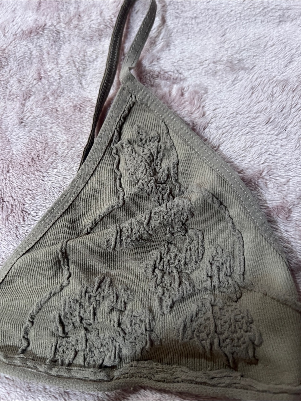 Women’s Light Brown Lace Triangle Bralette - Picture 3 of 6